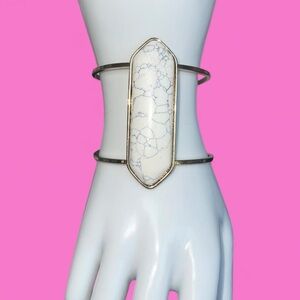 White marble bangle bracelet with gold accents #boho #festival